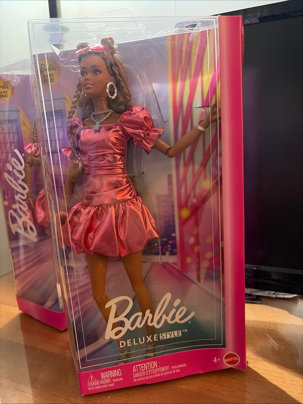 Barbie Pink Metallic Puff-Sleeve Party Dress Doll